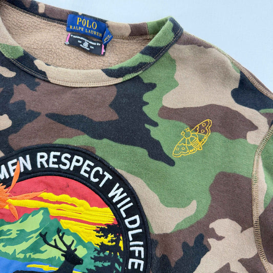 JPD REWORK: RALPH LAUREN CREWNECK " HUNTING GARDENS " M - JULIANPRINCEDASH -...JULIAN PRINCE DASH