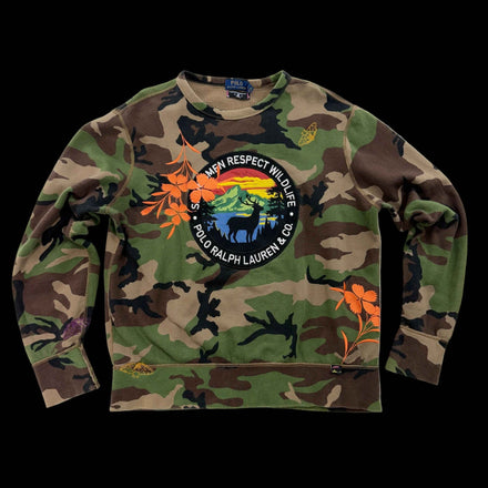 JPD REWORK: RALPH LAUREN CREWNECK " HUNTING GARDENS " M - JULIANPRINCEDASH -...JULIAN PRINCE DASH